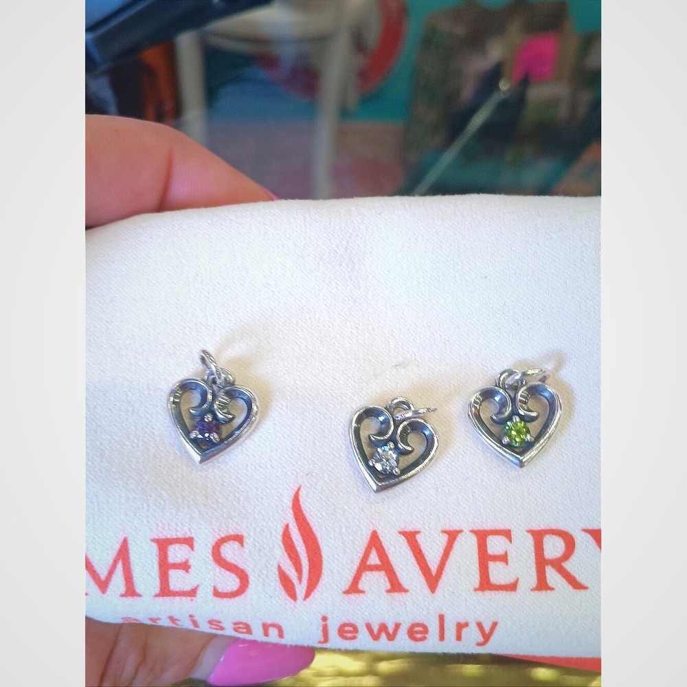1 James Avery Sterling Heart Charm Pendant with Colored Gemstones - Birthstones - Picture 7 of 13